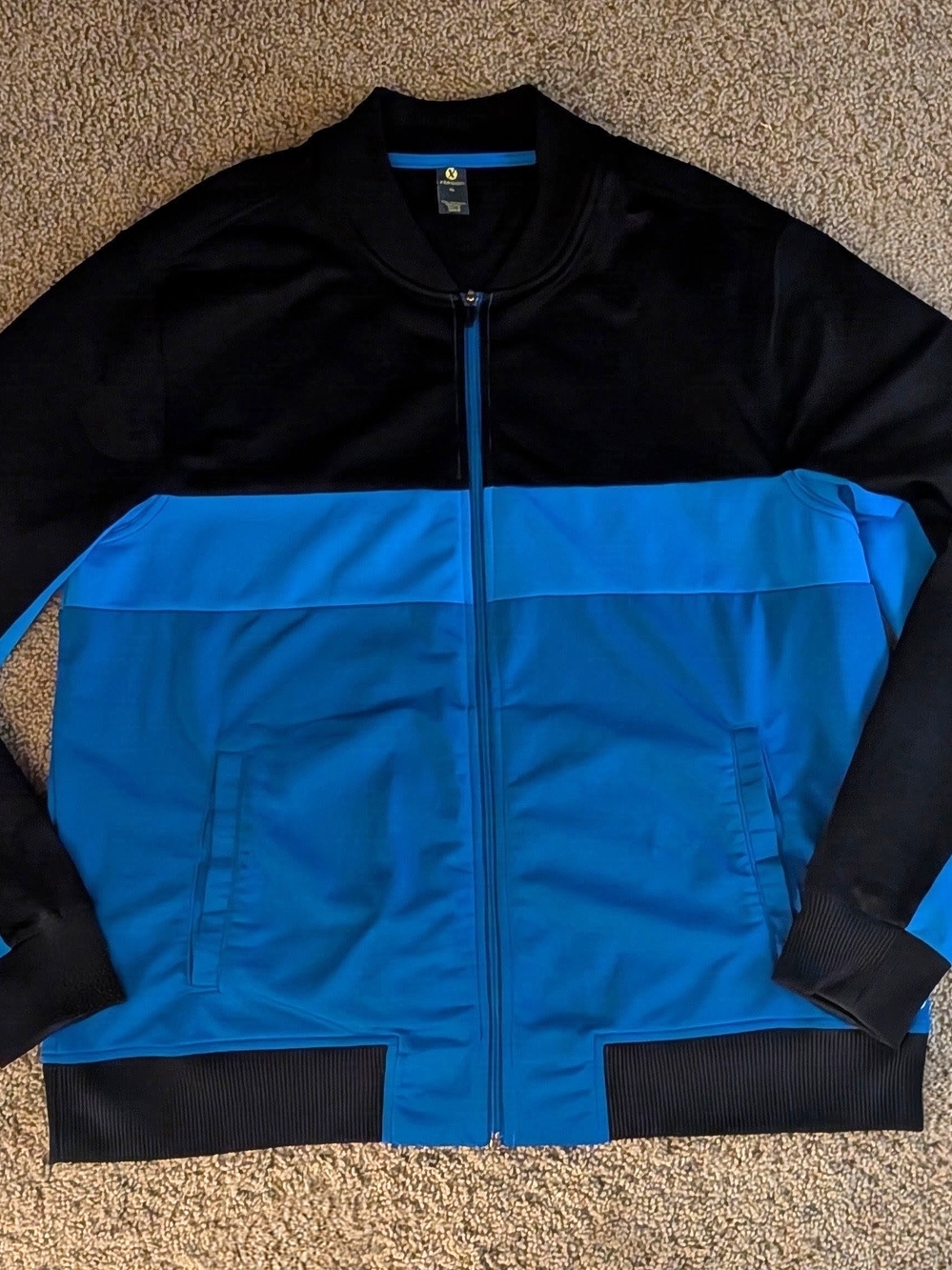Xersion Black and Blue Colorblock Bomber Jacket